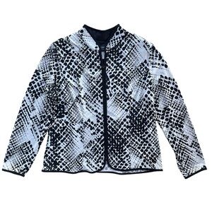 MSK Petite Womens PL Black White Abstract Sequin Zip Up Lightweight Jacket 14338